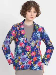 SHAYE Floral Printed Double-Breasted Casual Blazer
