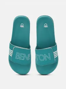 United Colors of Benetton Men Brand Logo Printed Fabric Sliders With Velcro Closure