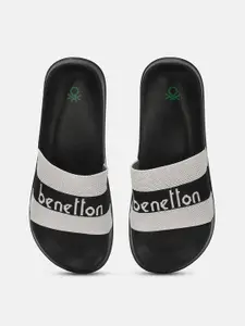 United Colors of Benetton Men Textured Printed Sliders