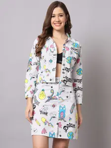 Funday Fashion Printed Pure Cotton Coat With Skirt