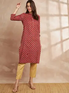 all about you Ethnic Motifs Printed Straight Pure Cotton Kurta