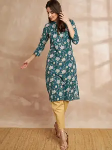 all about you Floral Printed Straight Pure Cotton Kurta