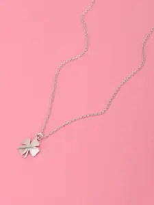 Carlton London 925 Sterling Silver Floral with Rhodium Plated Pendant with Chain