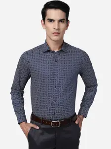 METAL Geometric Printed Slim Fit Cotton Formal Shirt