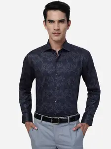 METAL Slim Fit Geometric Printed Cotton Formal Shirt