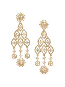 RATNAVALI JEWELS Gold-Plated Contemporary Drop Earrings