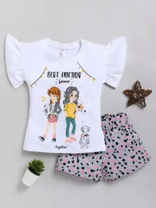 Toonyport Girls Printed Pure Cotton T-shirt with Shorts
