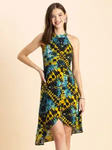 Moomaya Yellow Print A-Line Dress