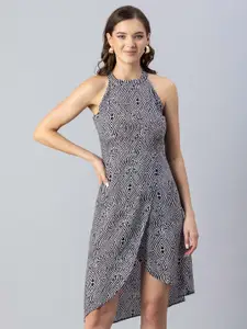 Moomaya Black Print A-Line Dress