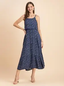 Moomaya Purple Floral Print Maxi Dress