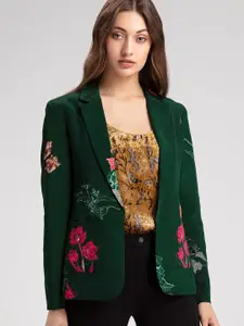 SHAYE Tailored Fit Floral Printed Single Breasted Blazer