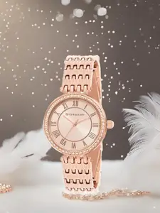 GIORDANO Women Embellished Dial And Metal Straps Analogue Watch A2083-66