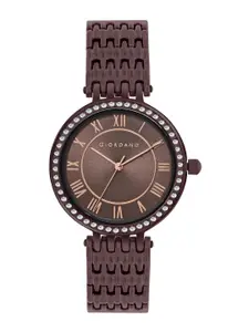 GIORDANO Women Embellished Dial And Metal Straps Analogue Watch A2083-55