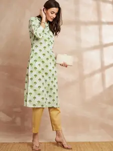 all about you Floral Printed Straight Pure Cotton Kurta