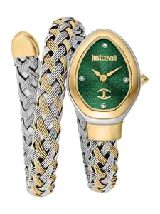 Just Cavalli Women Printed Dial And Stainless Steel Straps Wrap Around Watch JC1L264M0065