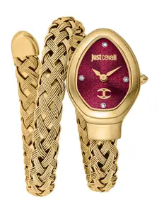 Just Cavalli Women Printed Dial And Stainless Steel Straps Wrap Around Watch JC1L264M0035
