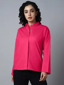 High Star Classic Boxy Spread Collar Long Sleeve Casual Shirt