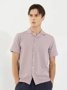 Snitch Classic Geometric Self Designed Boxy-Fit Casual Shirt