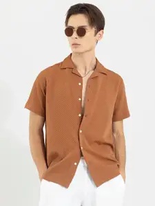 Snitch Classic Boxy Self Design Casual Shirt