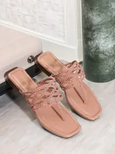 Anouk Textured Open Toe Flats