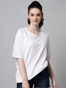 Funday Fashion Drop-Shoulder Sleeves Cotton Oversized T-shirt