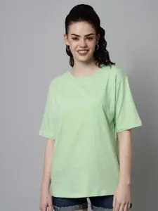 Funday Fashion Drop-Shoulder Sleeves Cotton Oversized T-shirt