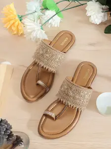 Anouk Beige  Ethnic Embellished One Toe Flats