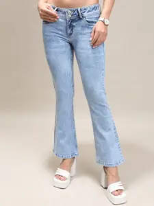Tokyo Talkies Women Mid-Rise Clean Look Bootcut Heavy Fade Stretchable Jeans