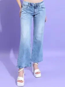 Tokyo Talkies Women Bootcut Clean Look Heavy Fade Whiskers Stretchable Jeans