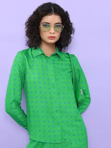 Tokyo Talkies Polka Dot Printed Regular Fit Opaque Casual Shirt