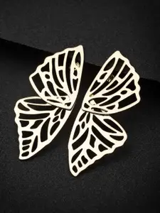 VAGHBHATT Gold-Plated Butterfly Wing Earrings