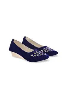 BAESD Girls Embellished Suede Wedge Pumps With Laser Cuts