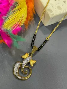 Digital Dress Room Gold Plated And Beaded Ganesha Pendant Mangalsutra