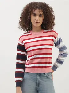 United Colors of Benetton Striped Round Neck Cotton Pullover