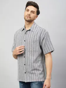 CHIMPAAANZEE Vertical Striped Oversized Fit Casual Shirt