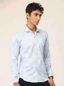 SmartRAHO Classic Slim Fit Geometric Printed Cotton Casual Shirt