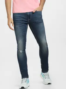 Jack & Jones Skinny Fit Low Rise Mildly Distressed Light Fade Stretchable Jeans