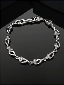 Estele Women Crystals Rhodium-Plated Link Bracelet