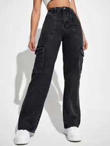Kotty Women Jean Straight Fit High-Rise Stretchable Cargo Jeans
