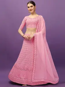 KALINI Embroidered Sequinned Semi Stitched Lehenga & Unstitched Blouse With Dupatta