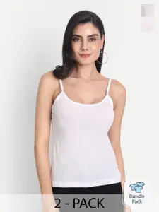 Aimly Pack of 2 Spaghetti Shoulder Straps Cotton Camisole