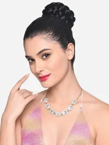 Zaveri Pearls Gold-Plated Stone Studded Enamelled Necklace