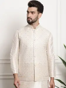 SOJANYA Men Embroidered Mandarin Collar Nehru Jacket
