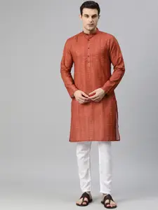 Luxrio Men Printed Mandarin Collar Regular Kurta with Pyjamas