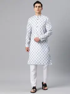 Luxrio Men Printed Mandarin Collar Regular Kurta with Pyjamas