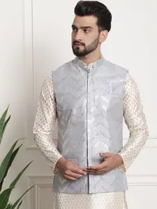 SOJANYA Chevron Embellished Mandarin Collar Nehru Jackets