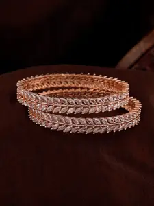 Estele Set Of 2 Rose Gold-Plated AD-Studded Bangles