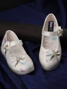 BAESD Girls Printed Bow Embellished LED Ballerinas