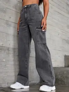BROADSTAR Women Clean Look Smart High-Rise Light Fade Stretchable Wide Leg Jeans
