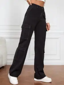 Next One Women Smart Wide Leg Fit Stretchable Clean Look Cargo Jeans